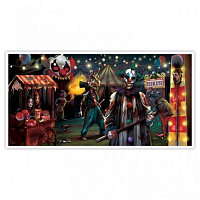 Тематичні вечірки|Хоррор вечеринка (Хэллоуин)|Злий клоун|Банер на стіну Моторошний карнавал