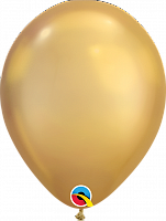 Воздушные шарики|Шары латексные|Хром и сатин|Воздушный шар хром золотой 12"