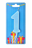 День Народження|Первый День рождения|Для хлопчика|Свічка цифра 1 (блакитна)