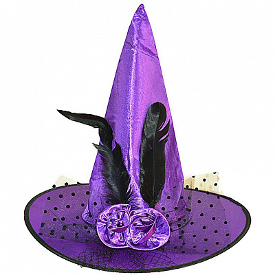 Колпак ведьмы с пером (фиолетовый)