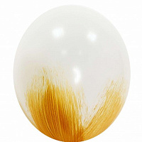 Воздушные шарики|Шары латексные|С рисунком|Воздушный шар Браш бело-золотой 30 см