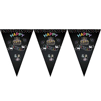 Вымпела Happy Birthday торт неон