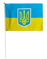 Флажок Украина с гербом 19х29 см Флажок Украина с гербом 19х29 см