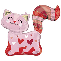 Праздники|Все на День Святого Валентина (14 февраля)|Воздушные шары на День Святого Валентина|Шар фольга 78х66см Кошечка розовая (фигура)