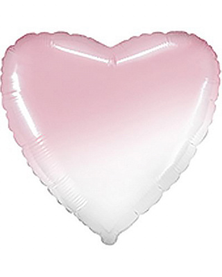 Куля фольгована 46 см Серце Омбре біло-рожева