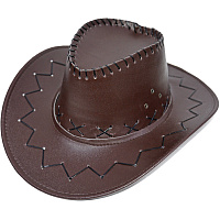 Шляпа ковбойская кожаная (темно-коричневая)