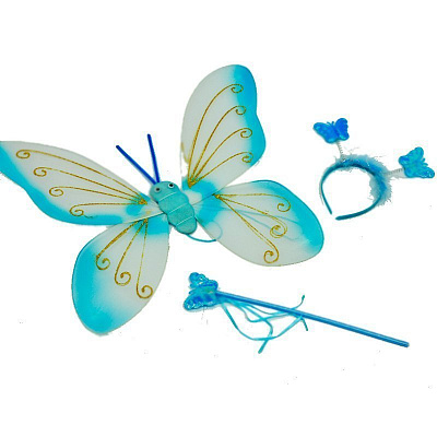 Набор крылья мотылек (голубой с белым)