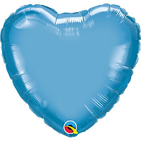 Воздушные шарики|Шары фольгированные|Сердца|Шар фольга 18" Сердце хром голубое