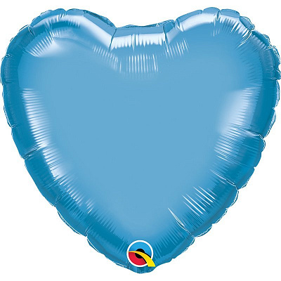 Шар фольга 18" Сердце хром голубое