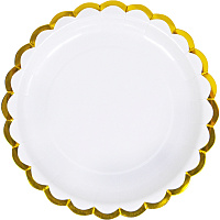 Тарілки білі золотий кант 23 см