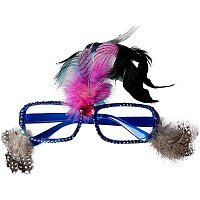 Очки Гламур с перьями (синие)