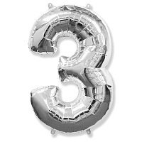 Шар цифра 3 фольга 66 см люкс (серебро) Шар цифра 3 фольга 66 см люкс (серебро)