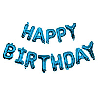 Воздушные шарики|Шарики на день рождения|Мальчику|Надпись фольга Happy Birthday (синяя)