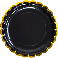 Тарілки чорні золотий кант 23 см