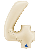 Шар цифра 4 фольга 66см люкс (кремовая) Шар цифра 4 фольга 66см люкс (кремовая)