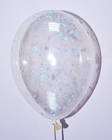 Воздушные шарики|Шары с гелием|Латексные шары|Шар с конфетти нарезка (голубая)