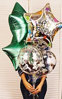 Букет шаров Happy Birthday 6 шт. ГЕЛИЙ Букет шаров Happy Birthday 6 шт. ГЕЛИЙ