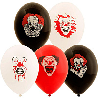 Тематичні вечірки|Злой клоун|Декорації|Повітряна куля 30 см Злий Клоун