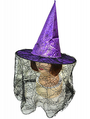 Шляпа ведьмы с вуалью (фиолетовая)