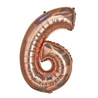 Куля цифра 6 фольгована 66 см (рожеве золото) Куля цифра 6 фольгована 66 см (рожеве золото)