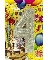 Свічка цифра 4 (срібло)