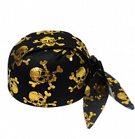 Товари для свята|Карнавальные шляпы|Піратські капелюхи|Шапка бандана з черепами (золота)