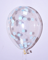 Воздушные шарики|Шары с гелием|Латексные шары|Шар с конфетти круги (голубые)
