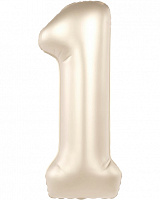 Шар цифра 1 фольга 90см Slim (белое золото) Шар цифра 1 фольга 90см Slim (белое золото)