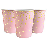 Стаканы праздничные конфетти розовые 10шт
