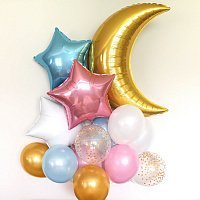Букет шаров Месяц (золото) 14 шт. ГЕЛИЙ