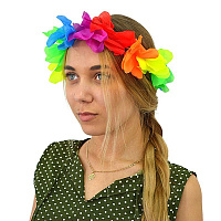 Тематические вечеринки|Гавайская вечеринка|Гавайские костюмы и аксессуары|Венок на голову гавайский (радуга)