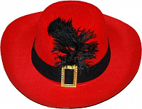 Товары для праздника|Карнавальные шляпы|Шляпы |Шляпа Мушкетер красная (детская)