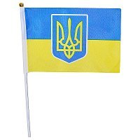 Флажок Украина с гербом 15х20 см Флажок Украина с гербом 15х20 см