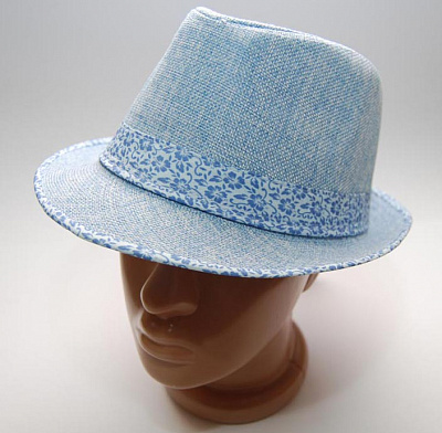Шляпа Гавайский Пижон (голубая с лентой в цветок)
