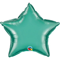 Воздушные шарики|Шары фольгированные|Звезды|Шар фольга 19" Звезда хром зеленая