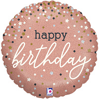 Повітряні кульки|Шарики на день рождения|Матусі|Куля фольгована 45 см HB конфетті рожеве золото