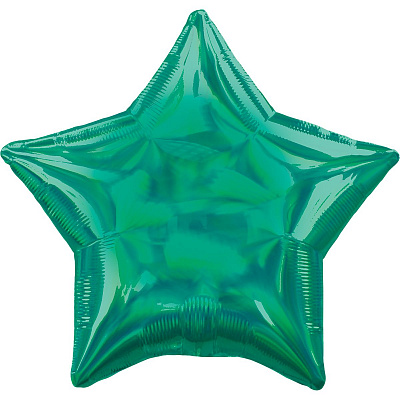 Куля фольгована 19" зірка голографічна зелена