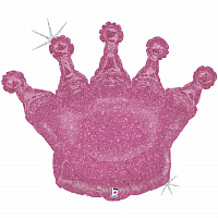 День Рождения|Взрослый день рождения|Голография|Шар фигура Корона Розовая 61х75 см