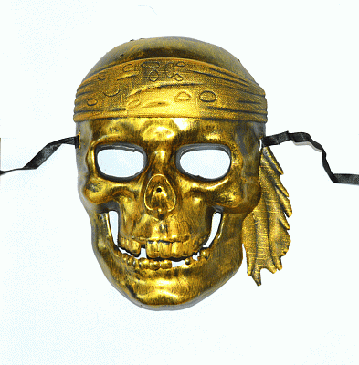 Маска череп пірата золота