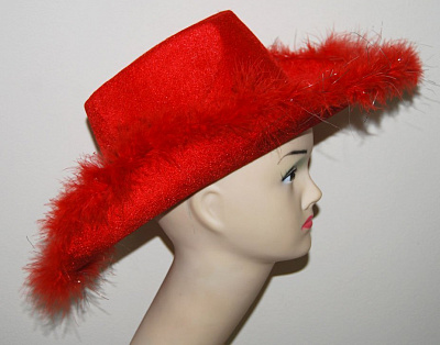 Шляпа ковбойская с пухом (красная)