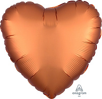 Воздушные шарики|Шары фольгированные|Сердца|Шар фольга 18" Сердце сатин оранжевое