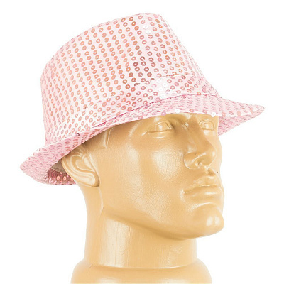 Шляпа Твист в пайетках светло-розовая