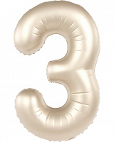 Шар цифра 3 фольга 90см Slim (белое золото) Шар цифра 3 фольга 90см Slim (белое золото)