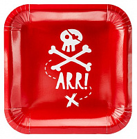 Тематические вечеринки|Пиратская вечеринка|Посуда пиратская. Сервировка стола.|Тарелки Пиратские (красные) 20см