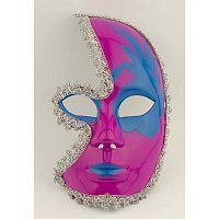 Маска пів-обличчя на палочці малинова