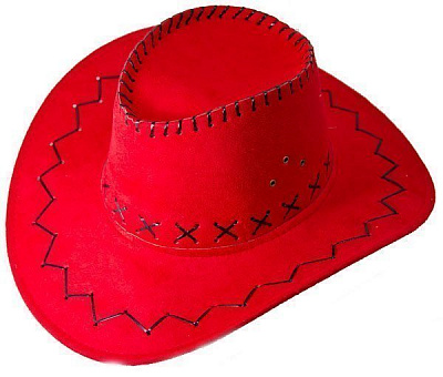Шляпа ковбоя замшевая (красная)