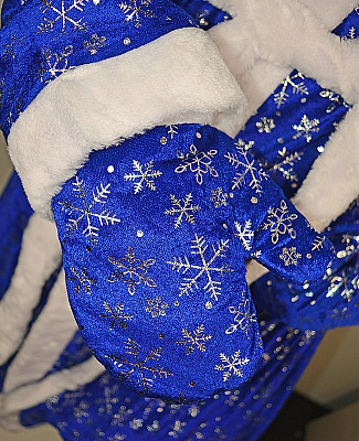 Костюм Деда Мороза снежинка (синий) Люкс