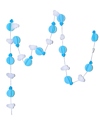 Гірлянда об'ємна Кулі з хмаринками (блакитна)