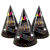 Колпачок Happy Birthday торт неон