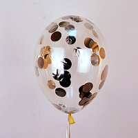 Воздушные шарики|Шары с гелием|Латексные шары|Шар с конфетти круги (серебро)